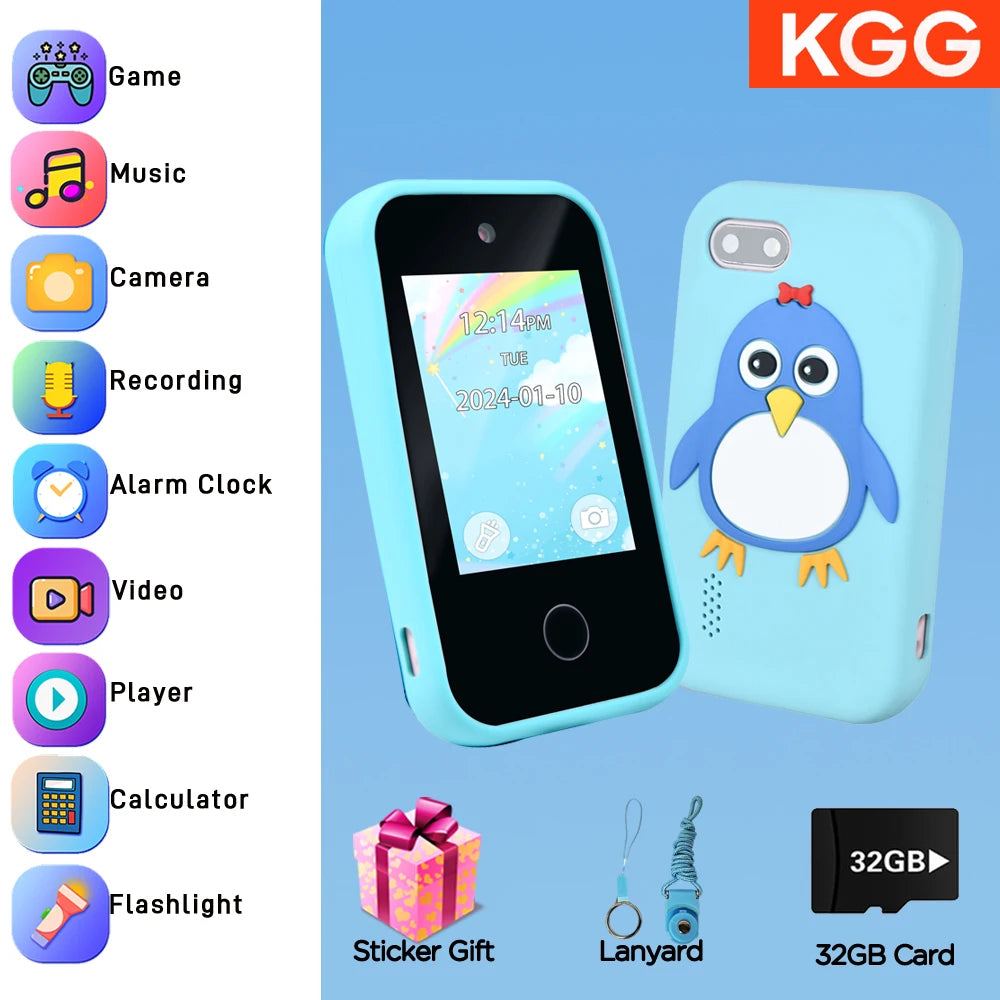 Kids Smart Phone Educational Toys Dual Camera Music Player Baby Phone With 32G Memory Game Learning For Boy Girls Brithday Gifts