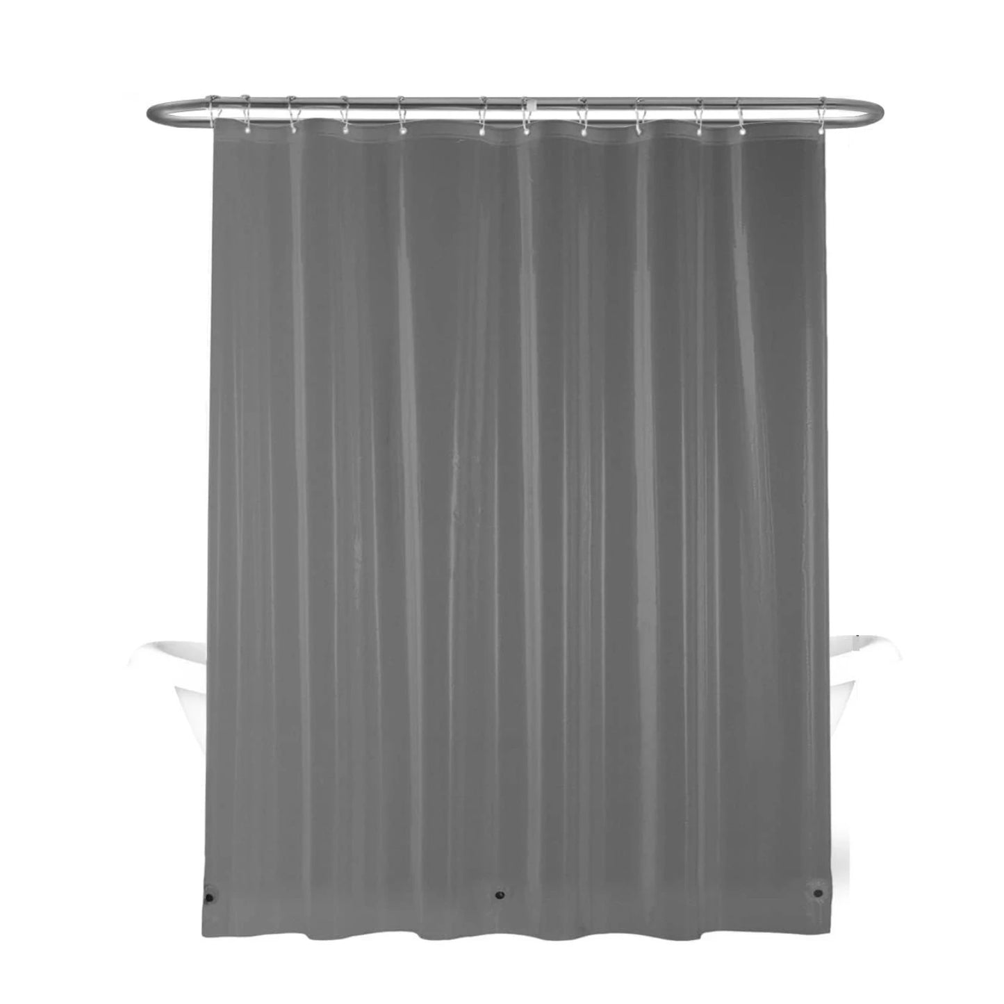 1pc Gray Shower Curtain Liner with Weighted Magnets Plastic Hooks and Durable Metal Grommets Bathroom Curtain Bath Curtain