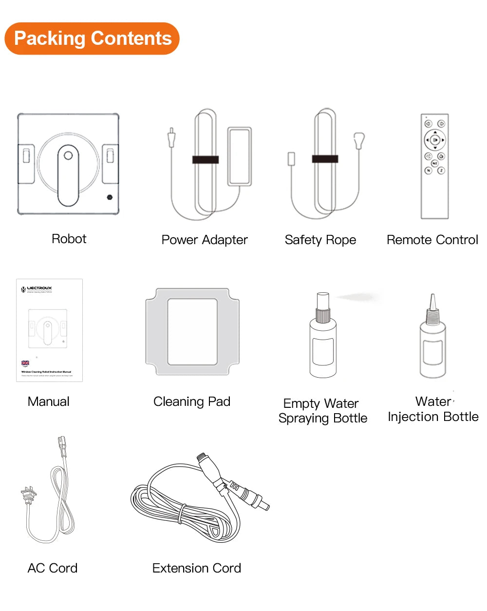 Robot Window Cleaner Liectroux YW509, 4-Way Water Spray,Home Glass Floor Window Robot Vacuum Cleaner,Strong Vacuum,Smart Memory