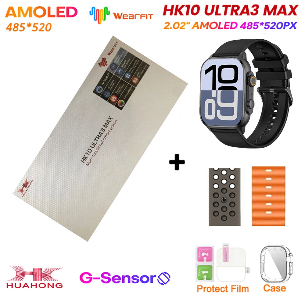 Original HK10 Ultra 3 MAX SmartWatch 2025 For Man Women 49mm HD AMOLED 4GB ROM AI ROBOT NFC GPS Smart Band Watch For IOS Android