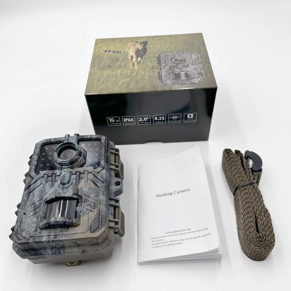Hunting Trail Camera 16MP 1080P Wild Animal Detector Trail Camera HD Waterproof Monitoring Infrared Heat Sensing Night Vision
