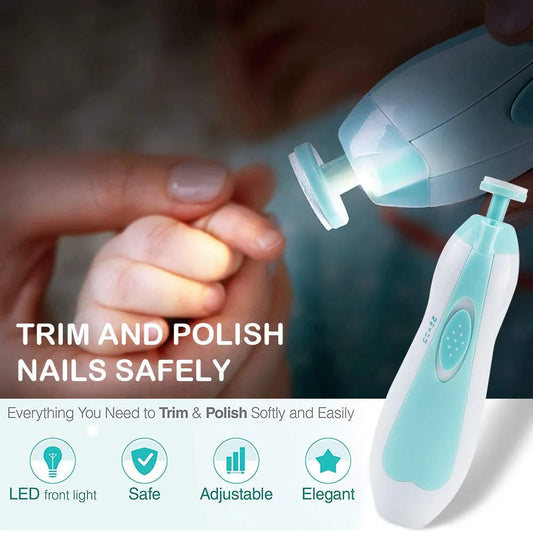 MAMIJOY Electric baby Nail clipper LED Light Baby Nail Trimmer Baby Care Set 4-speed speed Adjustment With Low Noise