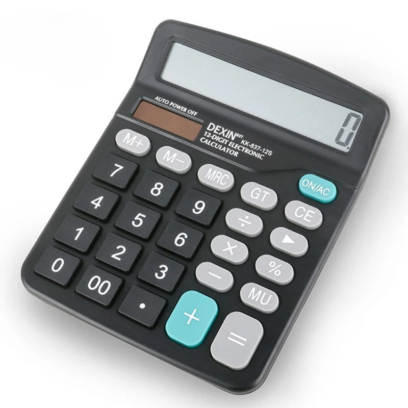 12-Digit Large LCD Display Calculator Financial Accounting Office Calculator with Solar & Battery Dual Power