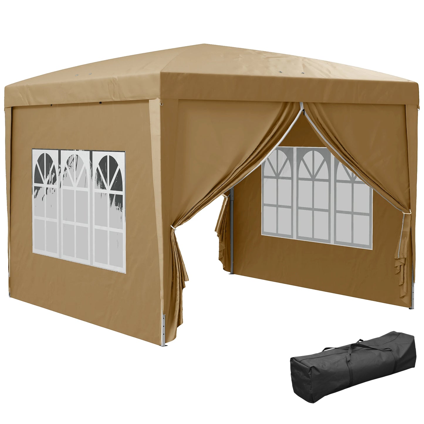 Outsunny 3 x 3(m) Pop Up Gazebo, Water and UV Resistant Party Tent Camping Canopy Marquee with Carry Bag, Black