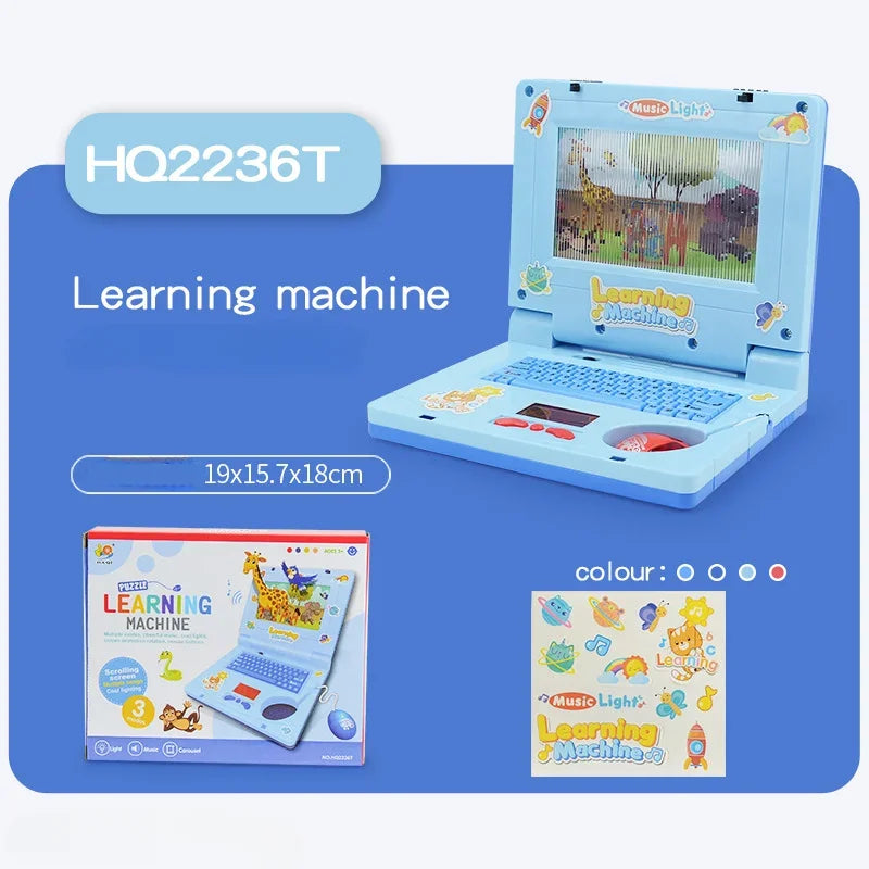 Toddler Puzzle Learning Machine Cartoon Fake Laptop with Light Music Mouse Simulation Computer Enlightening Toys Birthday Gifts
