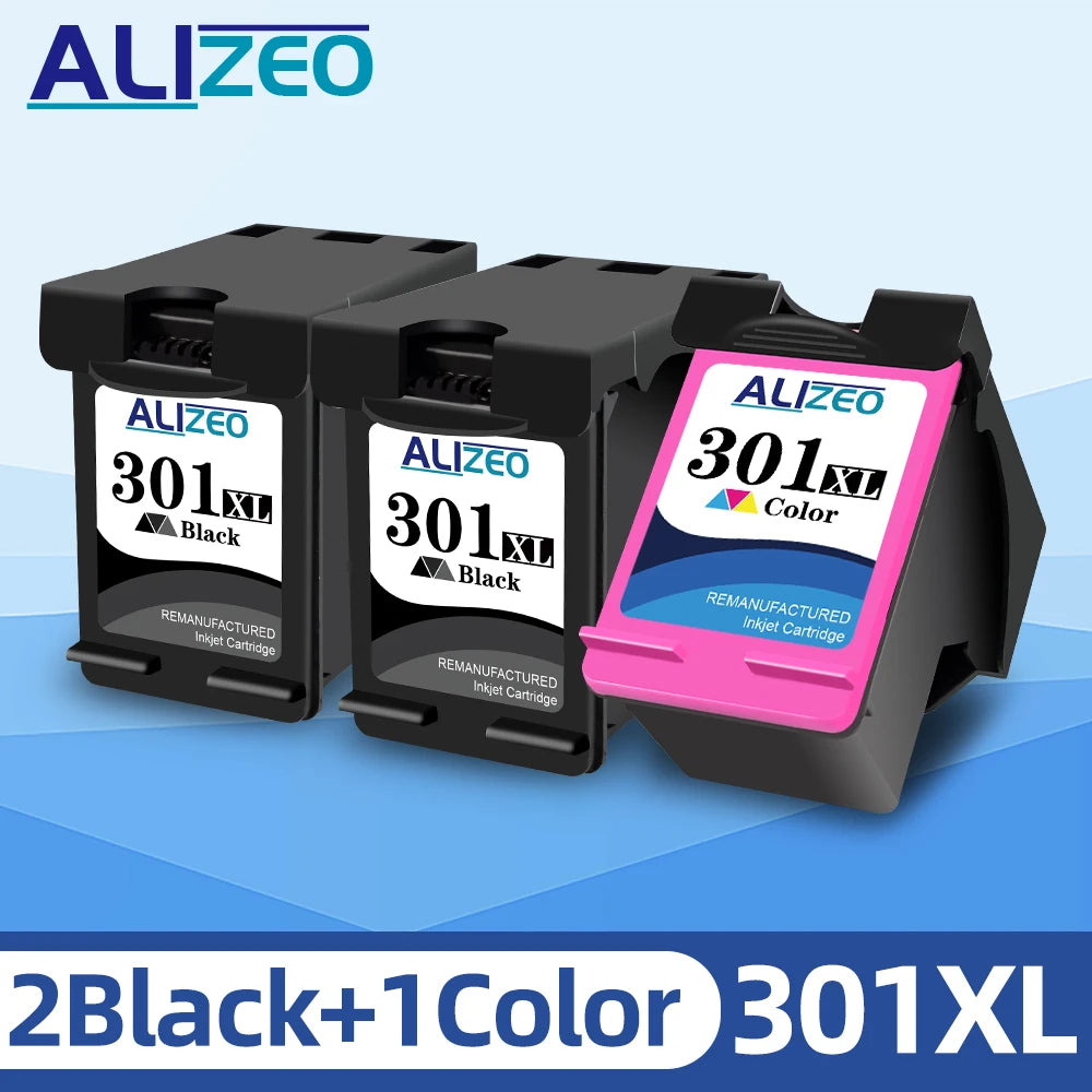 Alizeo Remanufactured For HP 301 301XL Ink Cartridge Compatible For HP301 Deskjet 2050 1000 1050 2510 3000 3054 Envy 4500 4502