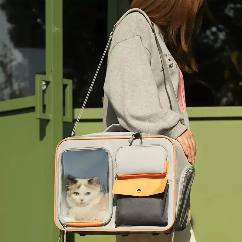 Multifunctional Pet Transport Backpack,Portable Travel Bag,Large Capacity,Three Sides Breathable,Cat Backpack,Thick and durable