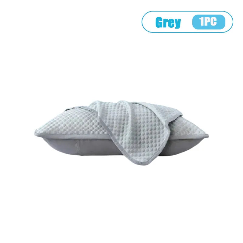 Summer Cooling Ice Silk Pillowcase with Cool Beads Solid Color Washable Breathable Pillow Cover for Home Bedroom
