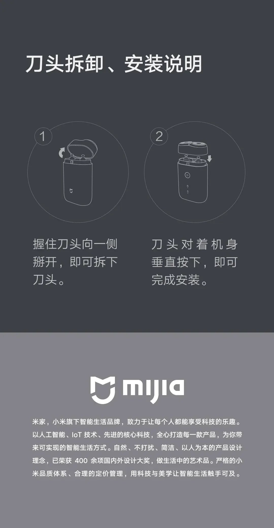 Mijia Shaver S100 Shaver Head Replacement S100 Electric Razor Head IPX7 Waterproof Shaving Machine Beard Trimmer Blade