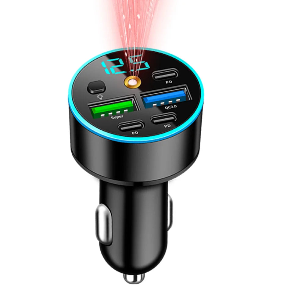66W 4 Ports USB Car Charger Fast Charging PD Quick Charge 3.0 USB C Car Phone Charger Adapter For iPhone 13 12 Xiaomi Samsung
