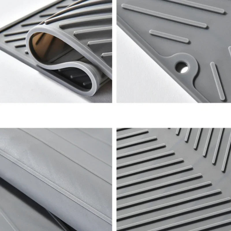 1Kitchen Draining Mat Household Dining Table Heat Insulation Mat Silicone Slope Tableware Plate Cup Storage Mat Bathroom Water F