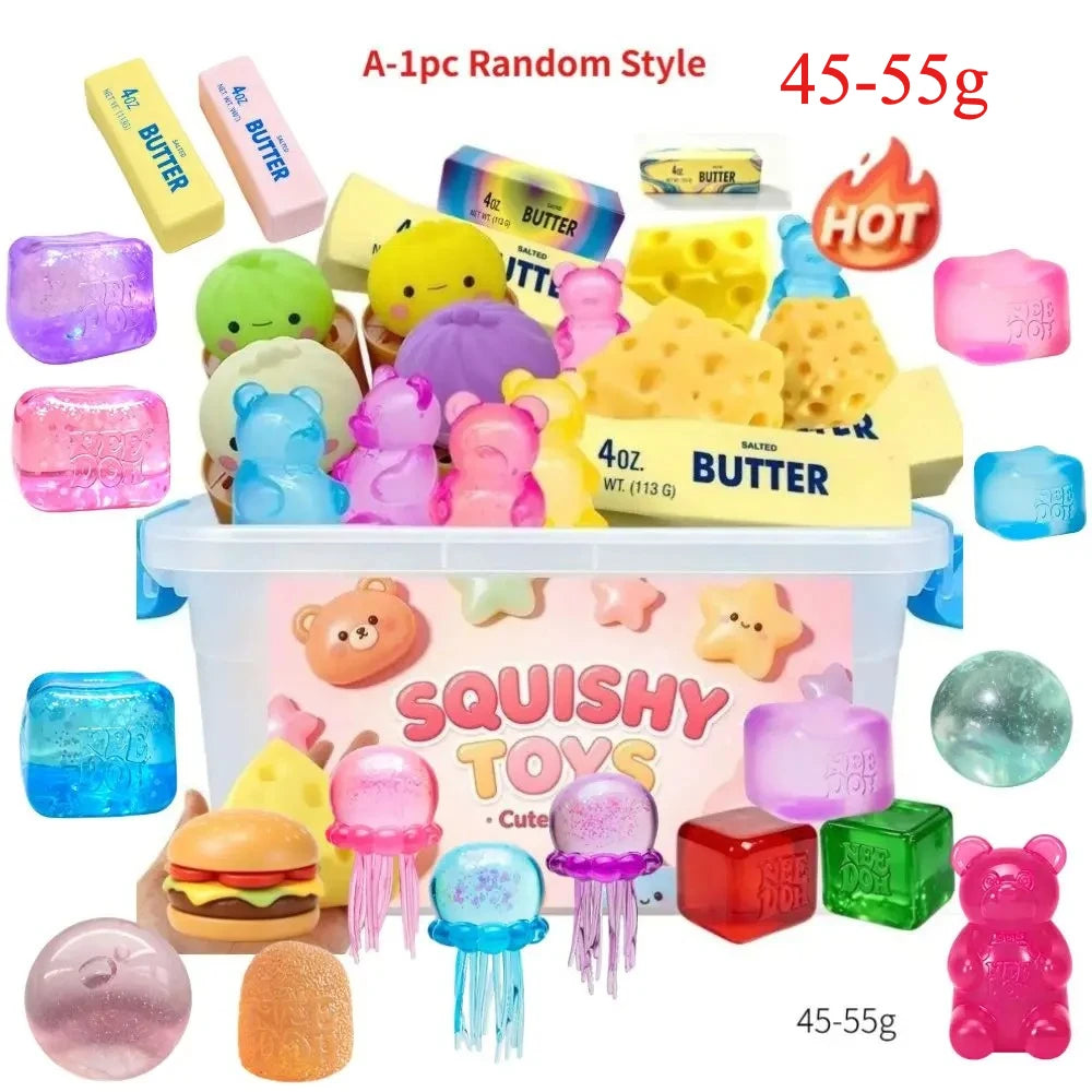 *Multi Slow-Rising Squishy, Random Includes: Cheese Squeeze Toys, Steamed Buns And Dumplings,Long Butter Bread,Bear Squishy Toys
