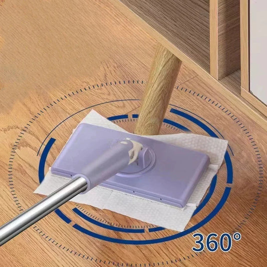 1pc Portable Mini Mop Automatic Paper Towel Changing Mop 360°Rotation Cleaning Tool For Floor Window Dust Removal No cloth 