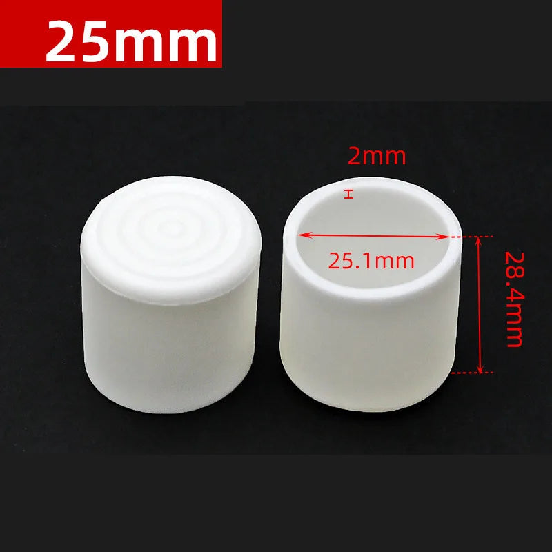 Round Rubber PVC Furniture Leg Caps 10mm/0.39in-50mm/1.97in White Seal Stopper Pipe Covers Furniture Sofa Leg Pads Non-slip