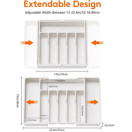 1Pc Expandable Kitchen Drawer Organizer - Adjustable Retractable Cutlery Storage Box with Dividers for Utensils,Drawer Organizer