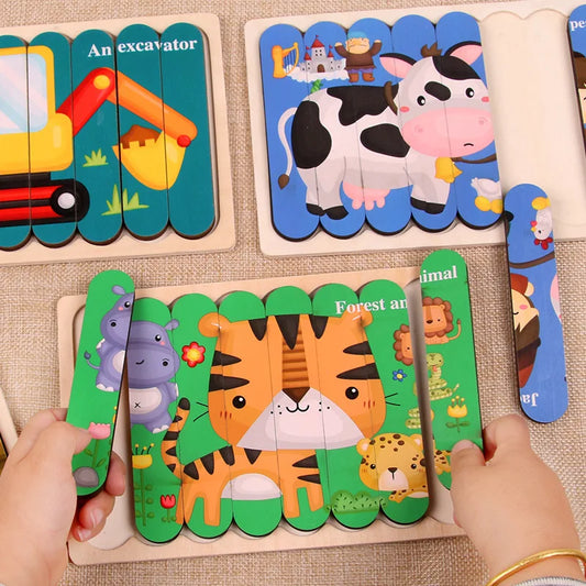 Montessori Toys 2 years Wooden Puzzles For Kids Chid Baby Learning Education Child Game montessori 3D Puzzle Childrens 2 3 Years