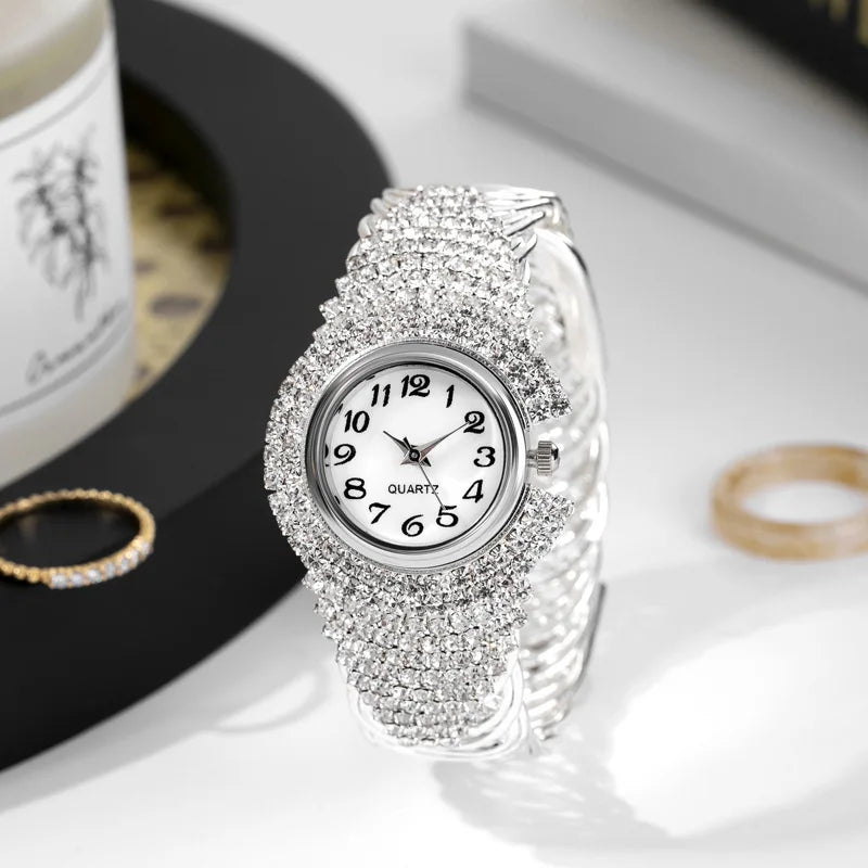 Elegant Full Rhinestone Women Watches Fashion Bracelet Bangle Ladies Quartz Wristwatch Reloj Mujer