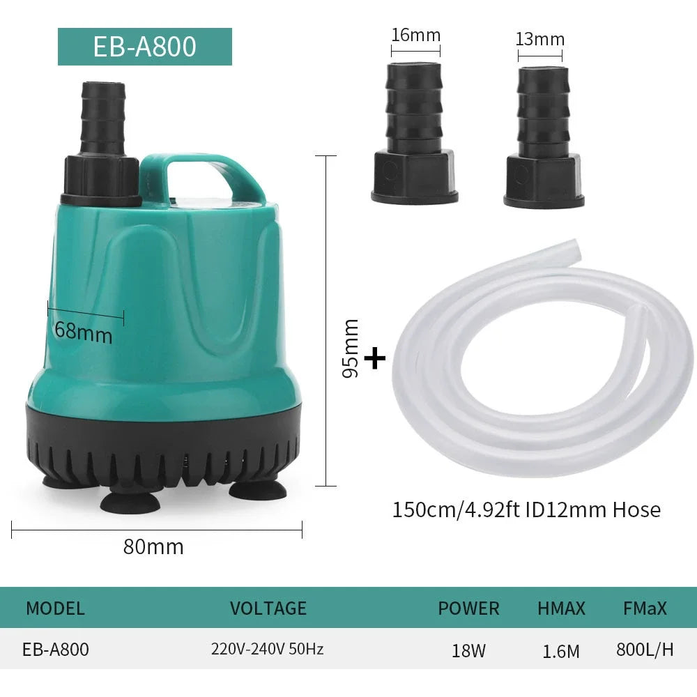 5/8/18/25/40/60/90W Fish Tank Bottom Suction Submersible Pump Bottom Filter Silent Suction Feces Change Pump Multi-function Pump