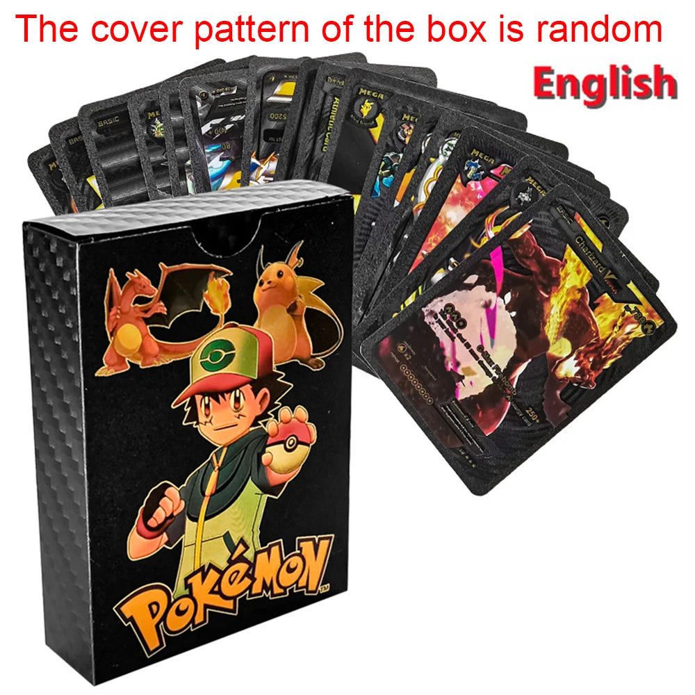 Pokemon Rainbow Gold Silver Black Foil Vmax Gx Cards Golden Letters English Game Collection Battle TrainerCard Series Gift