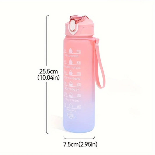 700ml Sports water Bottle High Temperature Resistant Graduated Straw Cup Rainbow Frosted Progressive Color Water Cup Plastic Cup