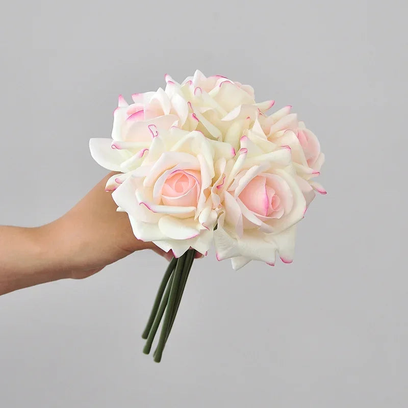5 Head Curled Rose Bouquet with Artificial Moisture Sensation High-end Silk Flower Home Decoration Wedding Decoration