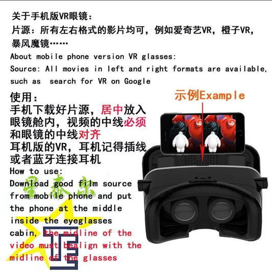 VR Glasses Virtual Reality 3D VR Glasses Google Cardboard Headset for Use with Smartphone Android Virtual Glasses with Gamepad