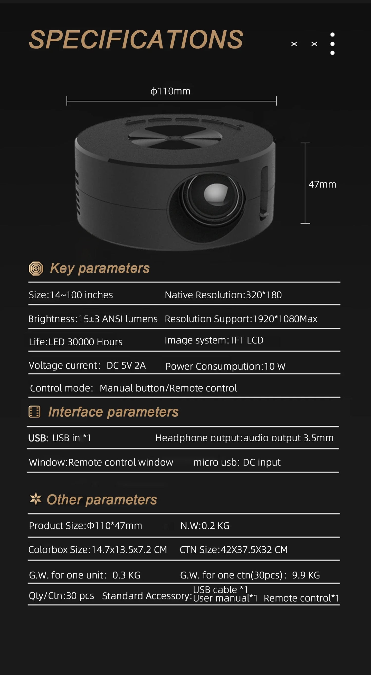 YT200 Projector Home Low Noise LCD Mini Portable Children's Wireless Mobile Phone Same Screen Projection Projector