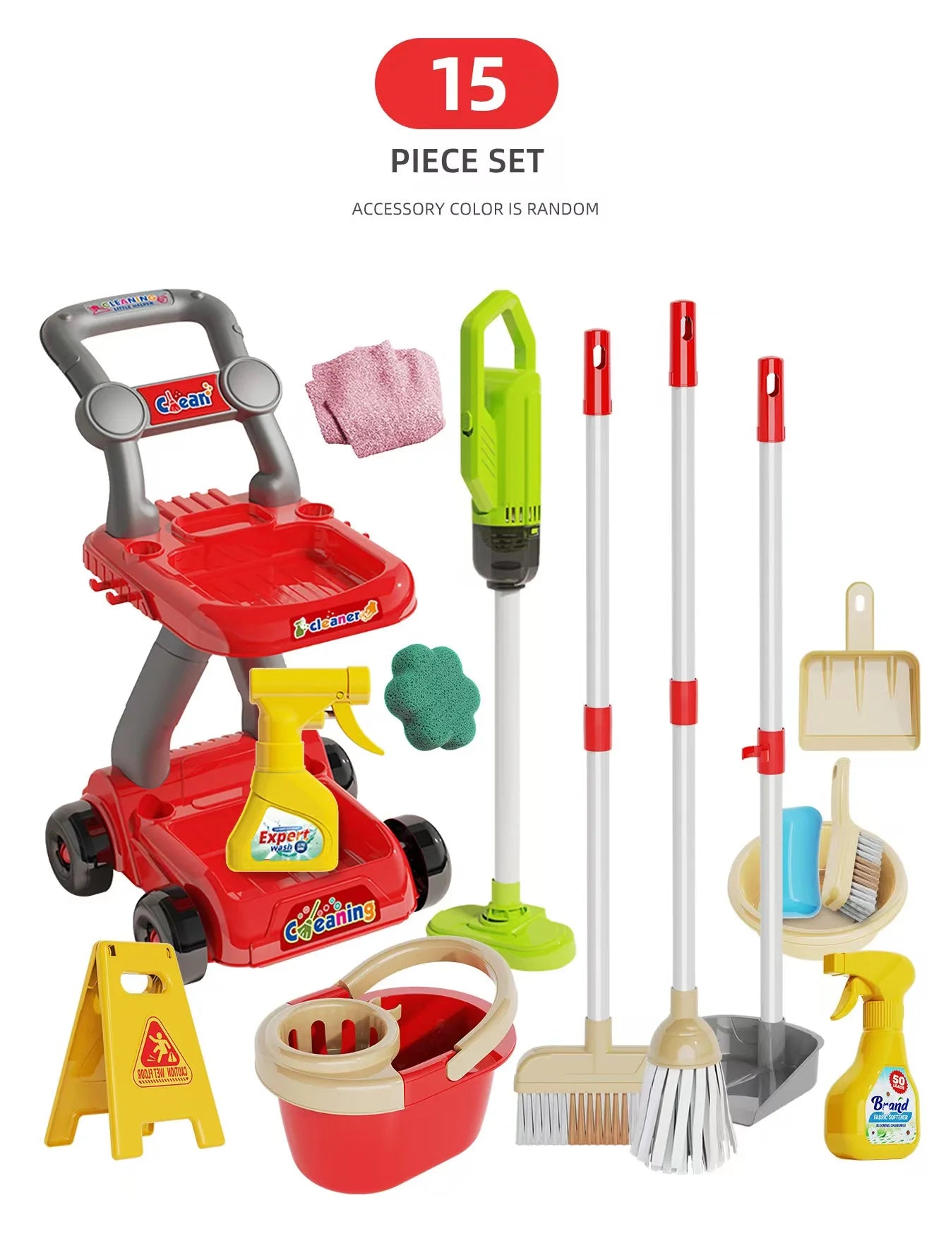 Kids Cleaning Toy Set Housekeeping Electric Vacuum Cleaner Tool Girls Pretend House Play Toys Broom and Mop Set for Kids Gift