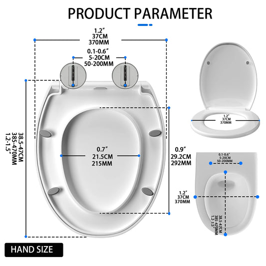 White Soft Close Toilet Seat with Quick Release for Easy Clean Toilet Seat with Adjustable Hinges Standard O Shape Toilet Seat