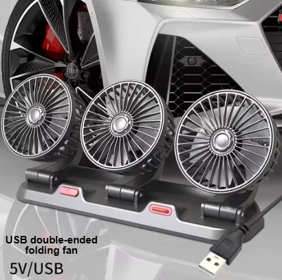 5V/12V/24V Car Fan Cooling Dual/Three Head USB Cooler Adjustable Auto Cooler Air Fan Car Accessories Wind Regulation