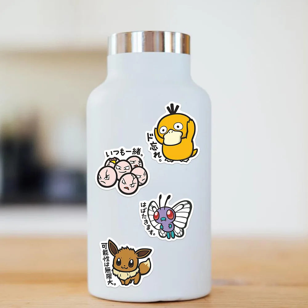 56PCS Cute Anime Pokemon Stickers Cartoon Pikachu Graffiti Sticker for Laptop Motorcycle Stationery DIY Kids Toys Decoration