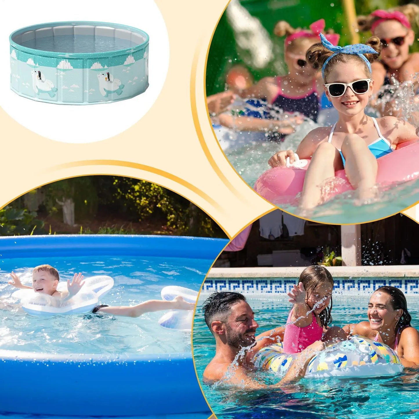 Non Inflatable Foldable Swimming Pool Foldable Frame Pool Summer Water Party Pool Pet Bathing Tub Fold Up Pool For Games Baby