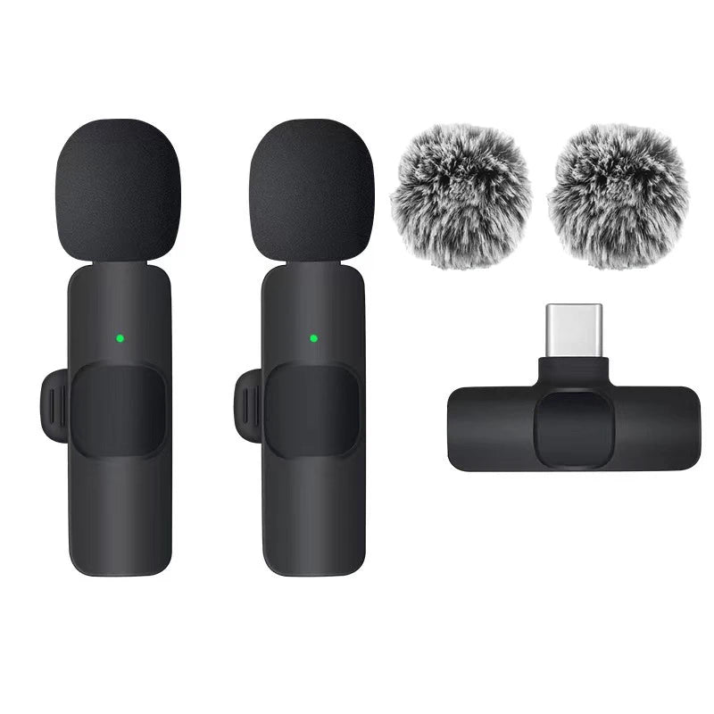 Wireless Lavalier Microphone 2.4G Mini Portable Audio Video Recording Mic for iPhone Android Live Broadcast Gaming