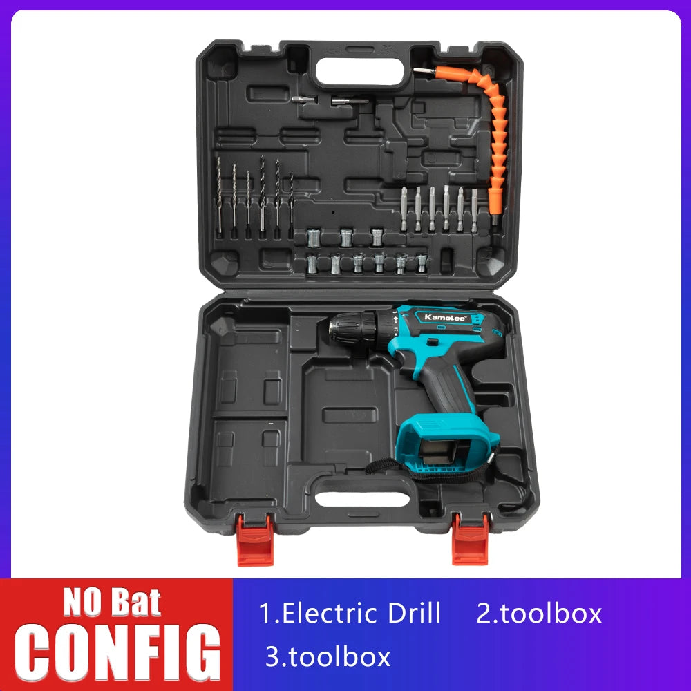 Kamolee 10mmElectric hand drill impact drill household small pistol drill multifunctional rechargeable electric screwdriver tool