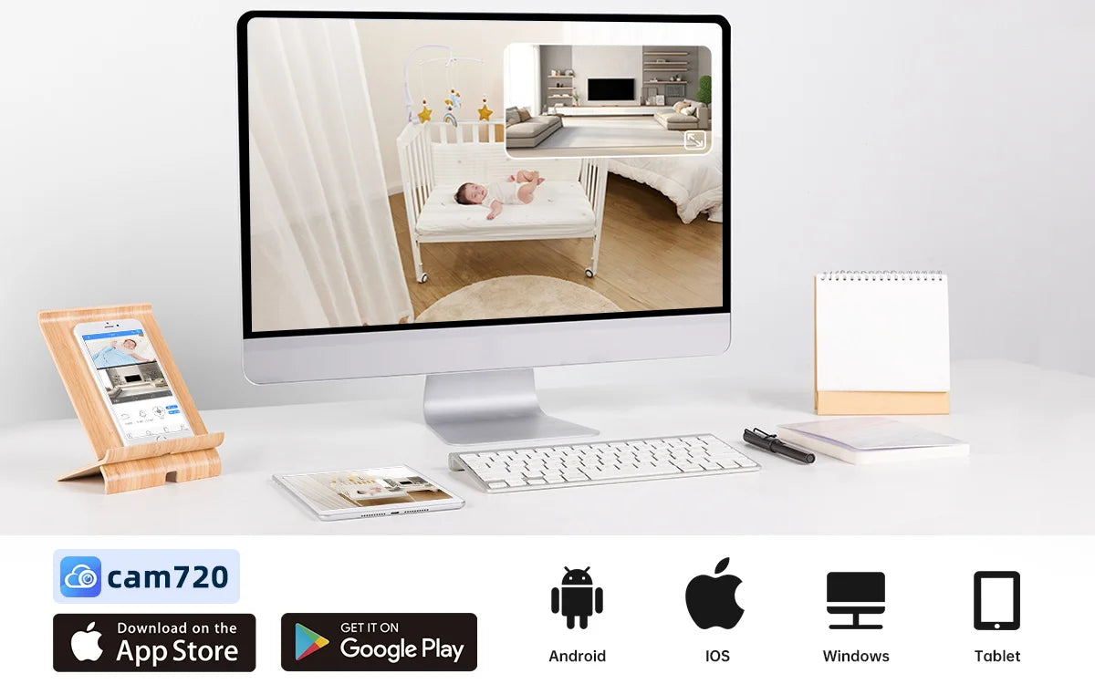 Lenovo 2MP WiFi Camera Smart Home Indoor Wireless IP Surveillance Camera Auto Tracking Security CCTV Surveillance Baby Monitor