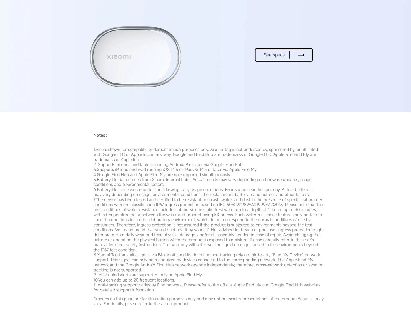 Xiaomi Tag Tracker Smart Anti Lost Device Global Version Compatible Apple Find My and Google Android Find Hub Bluetooth 5.4