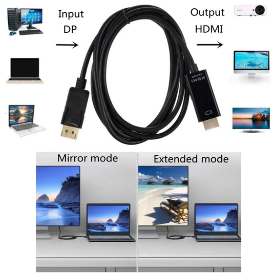 1.8M DP To HDMI-compatible Cable 4k DisplayPort To HD Adapter Male To Female DisplayPort To HDTV Converter for Monitor Projector