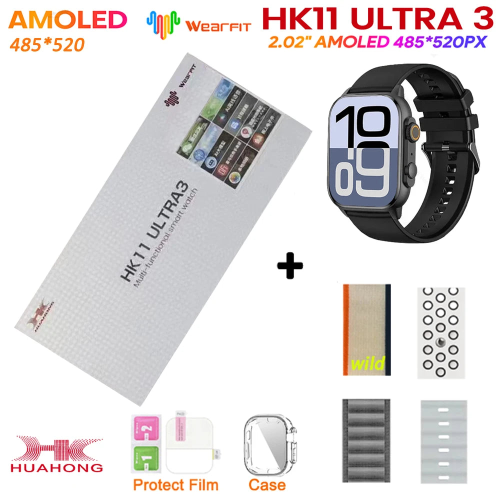 Upgrade Hk11 Ultra 3 Gen2 SmartWatch 4GB ROM AI ROBOT AMOLED Network 49mm G-Sensor ChatGPT NFC Compass GPS 3D Menu Music Watch