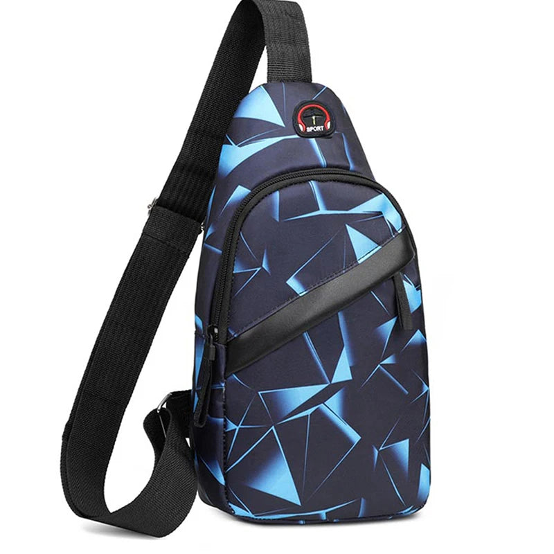 Korean chest bag Men's fashion camouflage men's satchel Shoulder bag Crossbody bag Oxford cloth casual bag Canvas small backpack