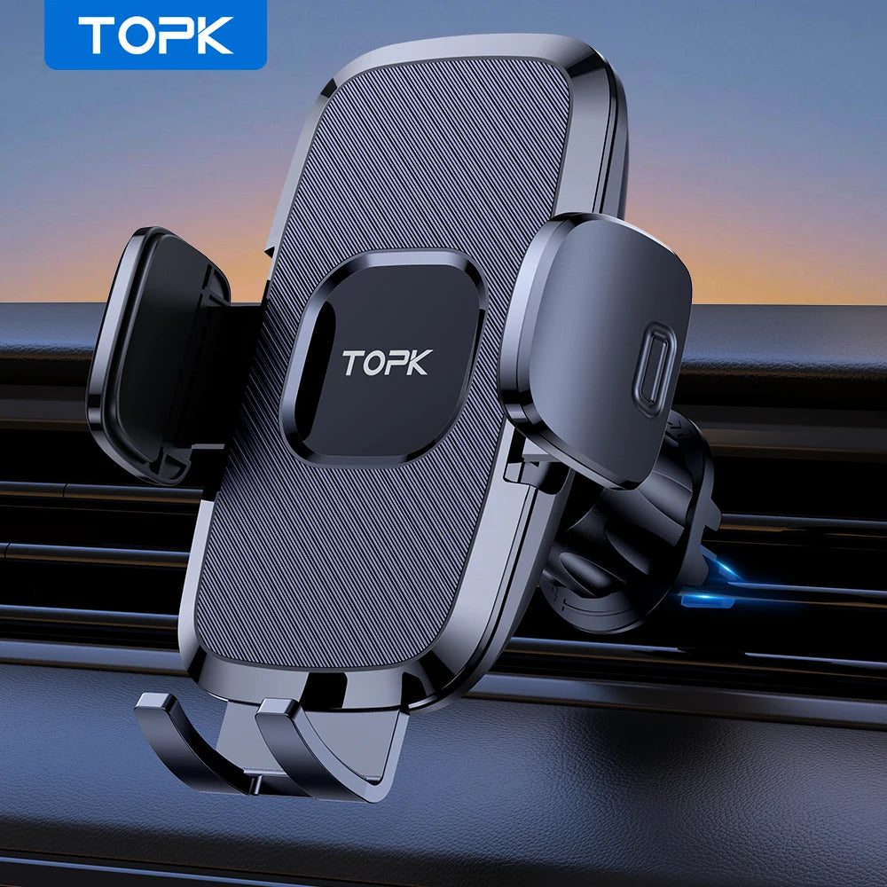TOPK D35-S Car Phone Holder, Universal Phone Mount for Car with Hook Clip Air Vent Car Mount 360° Rotation for Mobile Phones