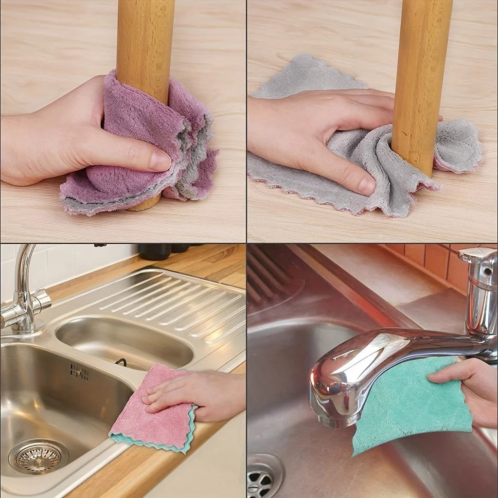 10pcs Microfiber Dish Cloths Multi Purpose Dishwashing Towels For Tableware Double Sided Cleaning Rags Kitchen Accessories
