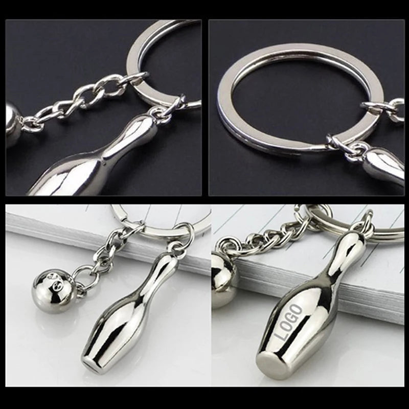 Creative Alloy Bowling Ball Pendant Car Key Ring Purse Bag Ornament Keychain Sports Lover Club Gift Bowling Ball Pendant