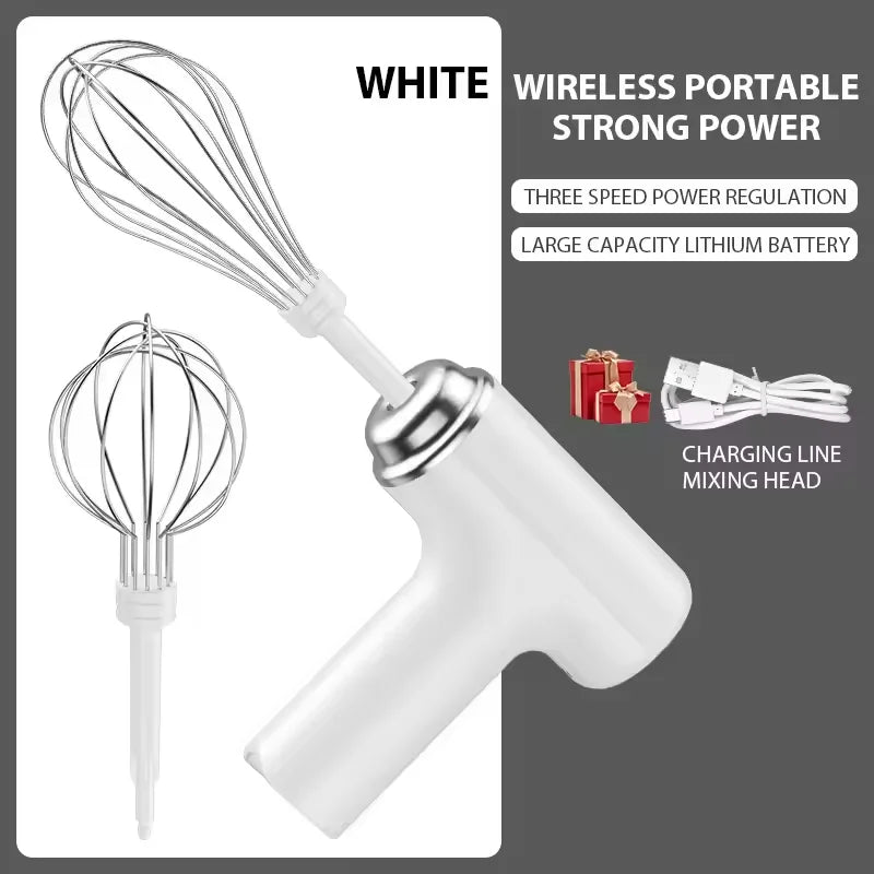 Handheld Electric Egg Beater Wireless Rechargeable Milk Frother Coffee Drink Mixer Milk Foamer Kitchen Tool For Cakes
