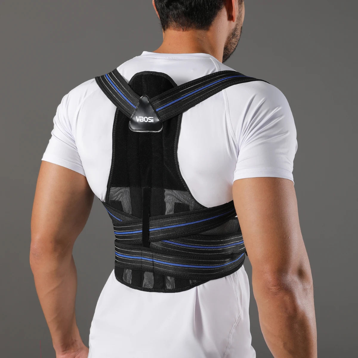 VBOSi Women Men Adjustable Breathable Back Support Posture Corrector with Metal Stays