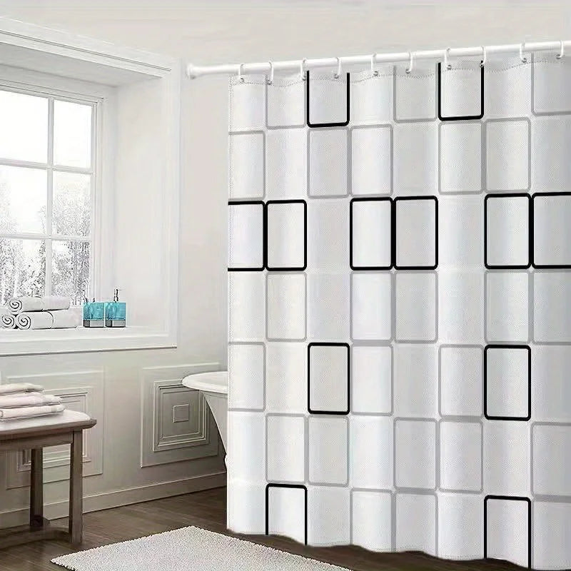 1pc Printed Shower Curtain,180*180cm* 70*70.8inch Bathroom Non Perforated Polyester/PEVA Partition Door Curtain,Hanging Curtain