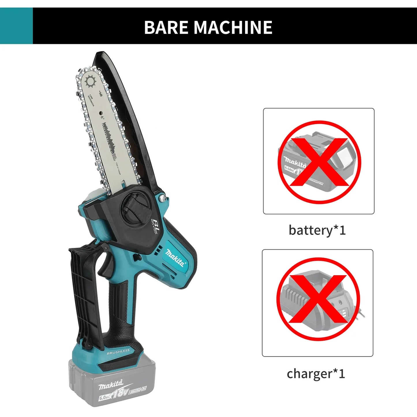 Makita Woodworking with Small Handheld 18V Cordless Chainsaw for Electric 6-inch Logging Sawzall Mini Portable Chainsaw