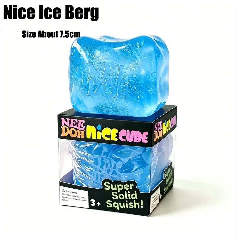 Needoh Nice Berg Giant Sensory Cube Maltose Toy 4 Pack Mini Baby Teenie Cube Squeeze Slow Rebound Stress Reliever Sensory Play