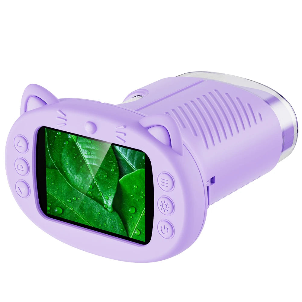 Handheld Kids Microscope Science Education Toy 2.4-Inch Screen 1000x Pocket Microscope Christmas Birthday Gift for Boys & Girls