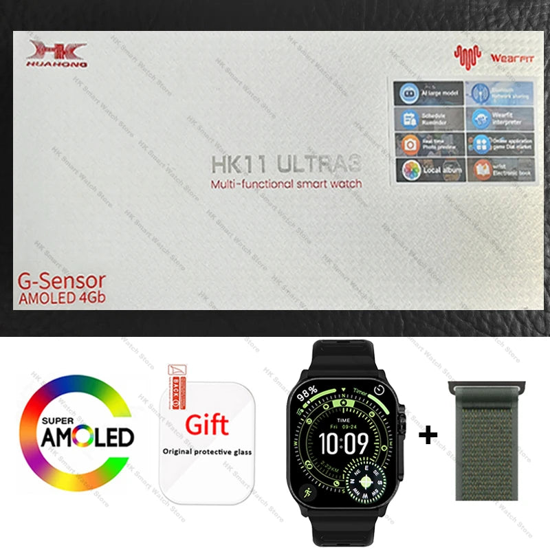 2026 New HK 11 ULTRA 3 Max Smartwatch 49mm AMOLED 4G ROM AI Robot Bluetooth Network Call Clock NFC Compass Smart Watch Men Women