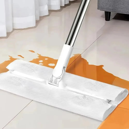Disposable Mop Cloth Cleaning Mop 360° Rotating Dry and Wet Flat Household Electrostatic Dust Removal Mop Floor Tile Floor Clean
